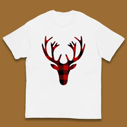 merry christmas buffalo plaid deer head t shirt