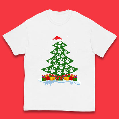christmas tree with paw prints of dogs t shirt