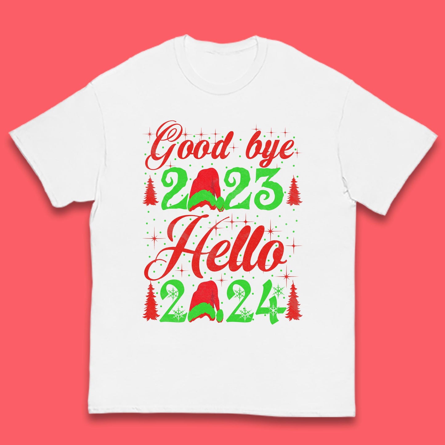 Good Bye 2023 Hello 2024 Merry Christmas Happy New Year Xmas Festive Celebration Kids T Shirt