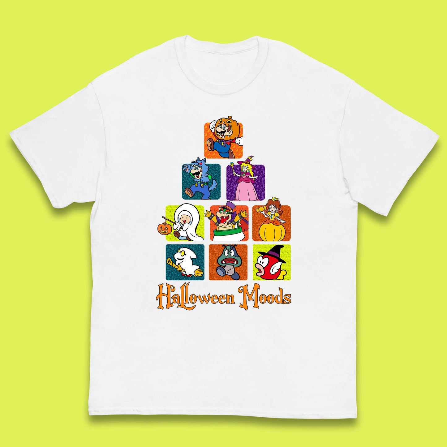 Super Mario Halloween Moods Nintendo Super Mario Game Characters Horror Halloween Spooky Mario Season Kids T Shirt