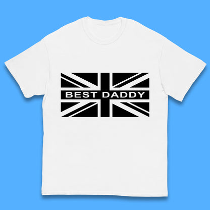 Best Daddy Vintage Union Jack Great Britain United Kingdom England Flag Patriotic Dad Father's Day Kids T Shirt