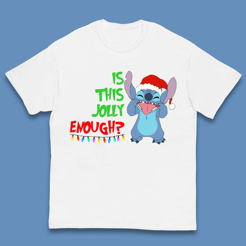 Jolly Enough Stitch Christmas Kids T-Shirt