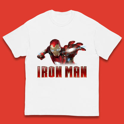 Iron Man Superhero Marvel Avengers Comic Book Character Flaying Iron-Man Marvel Comics Kids T Shirt