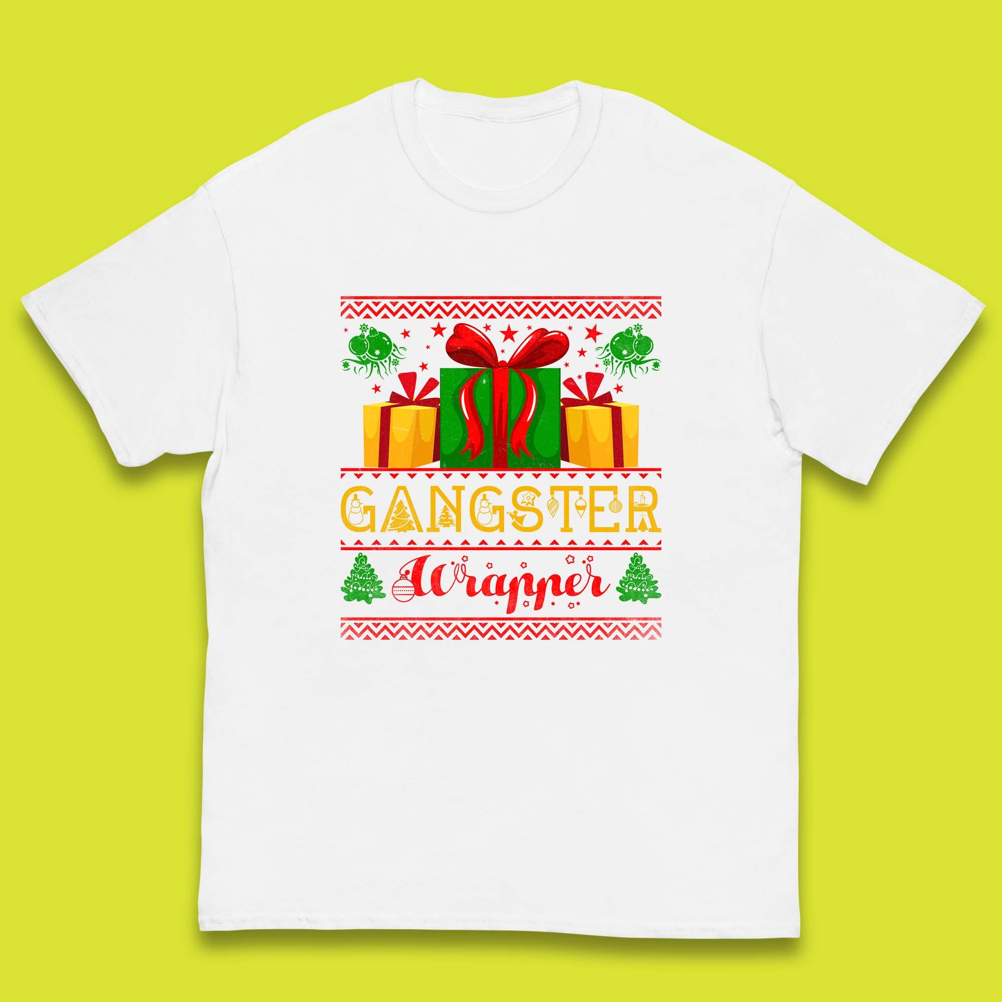 Gangster Wrapper Christmas Gangster Wrappa Funny Xmas Gift Wrapping Kids T Shirt