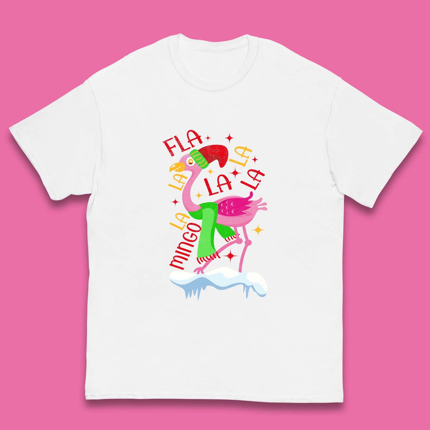pink flamingo christmas t shirt