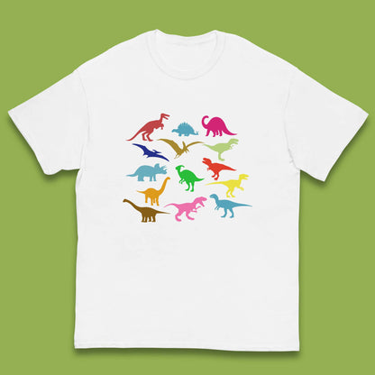Colourful Dinosaurs Dino Fossil Dinosaurs Wild Nature Prehistoric Paleontology Velociraptor Kids T Shirt