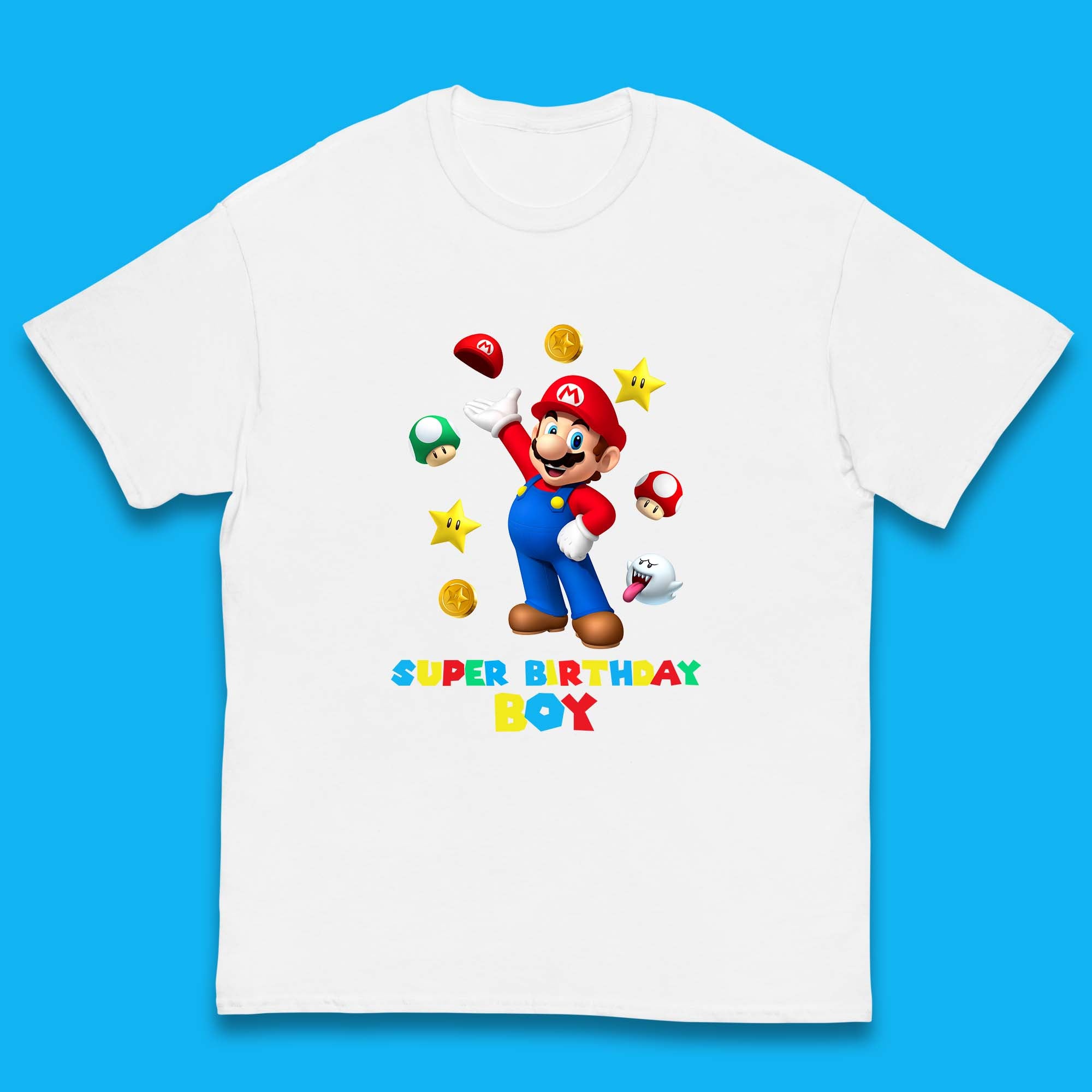Super Birthday Boy Super Mario Game Series Mario Bros Super Mario Theme Birthday Party Kids T Shirt