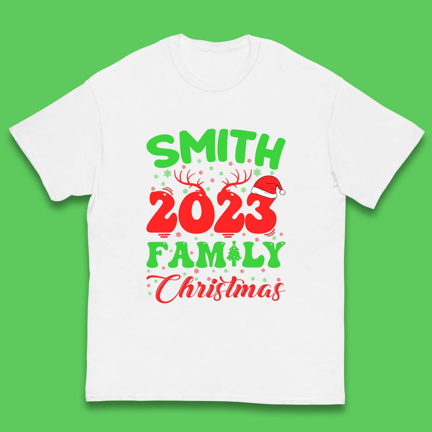 Personalised 2023 Family Christmas Your Name Xmas Matching Family Costume Kids T Shirt