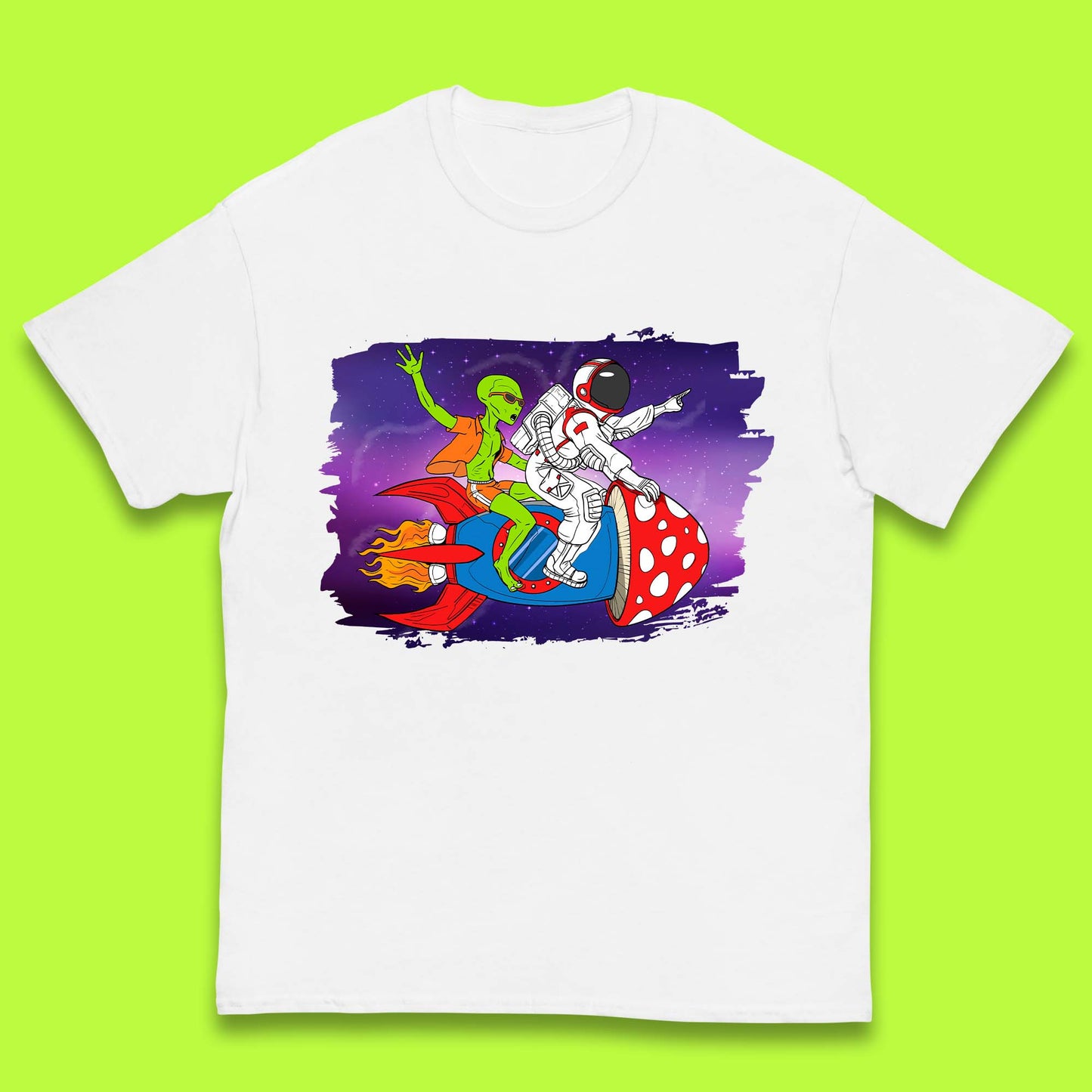 Alien & Astronaut Rocket Ship Kids T-Shirt