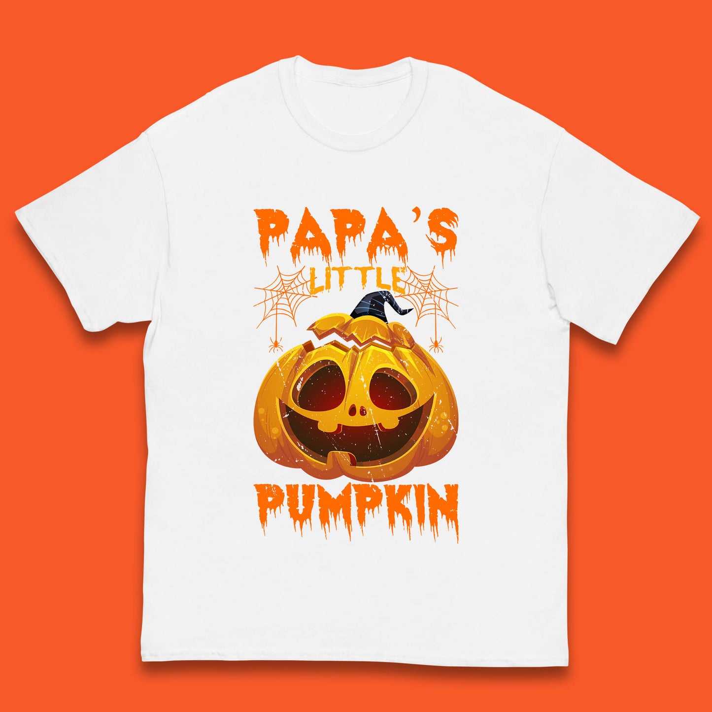 Papa's Little Pumpkin Halloween Jack-o-lantern Witch Hat Scary Evil Pumpkin Kids T Shirt