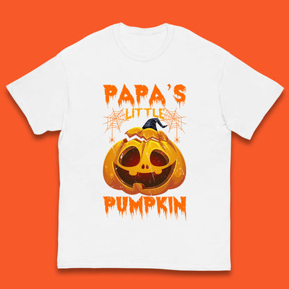 Papa's Little Pumpkin Halloween Jack-o-lantern Witch Hat Scary Evil Pumpkin Kids T Shirt