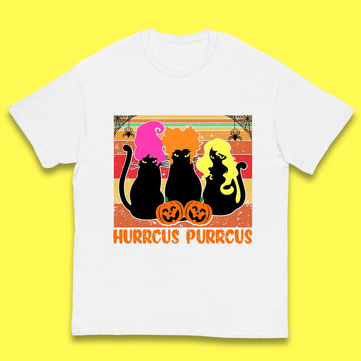 Vintage Halloween Witches Hurrcus Purrucs Scary Cat Horror Pumpkin Faces Hocus Pocus Halloween Costume Kids T Shirt
