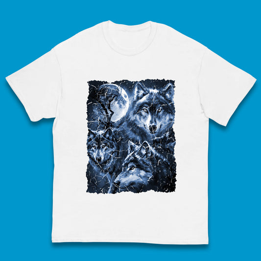 Wolf Family Howling 3 Wolf Moon Wild Free Wolves Three Gray Wolf Dog Animal The Mountain Kids T Shirt
