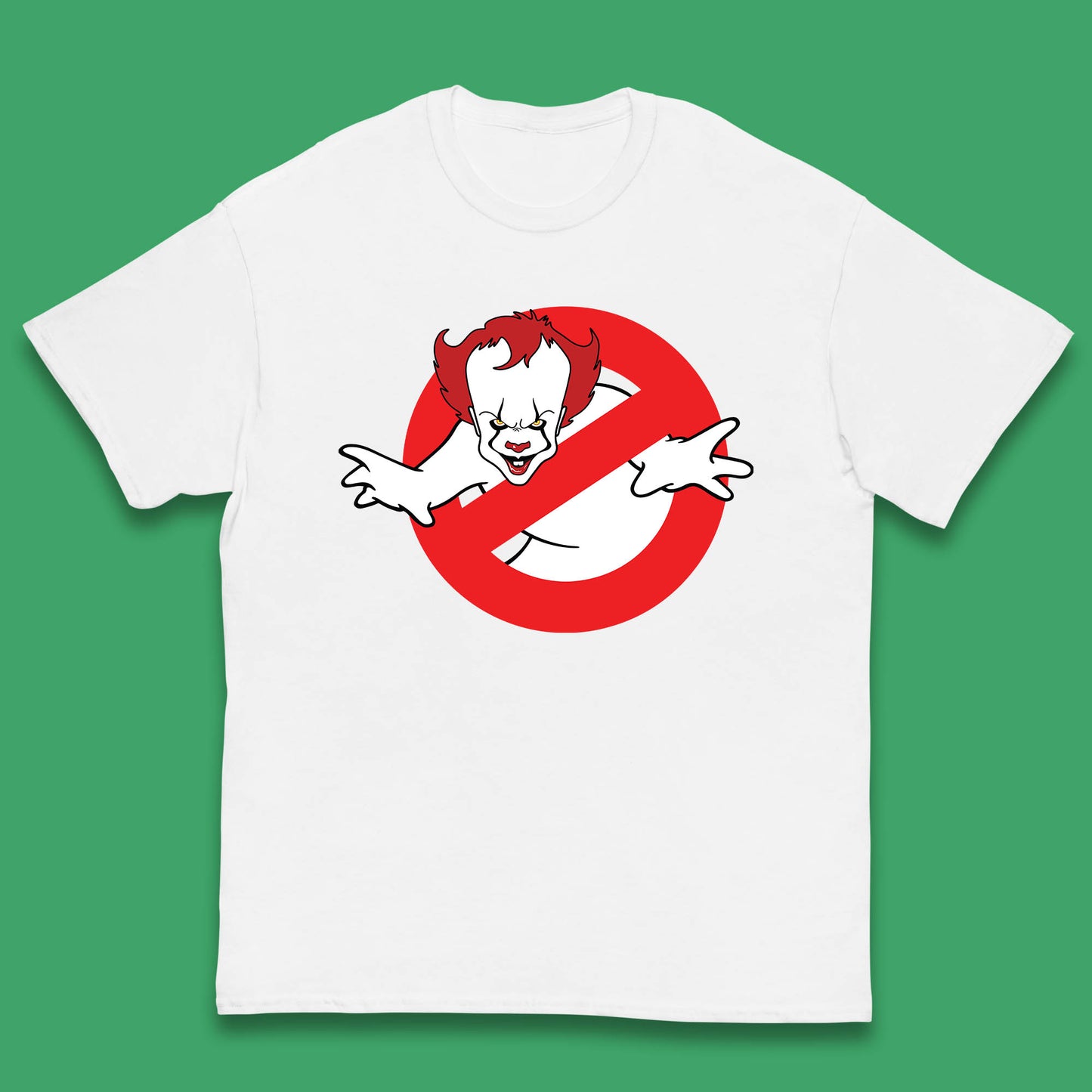 The Real Ghostbusters No Ghost Halloween IT Pennywise Clown Movie Mashup Parody Kids T Shirt