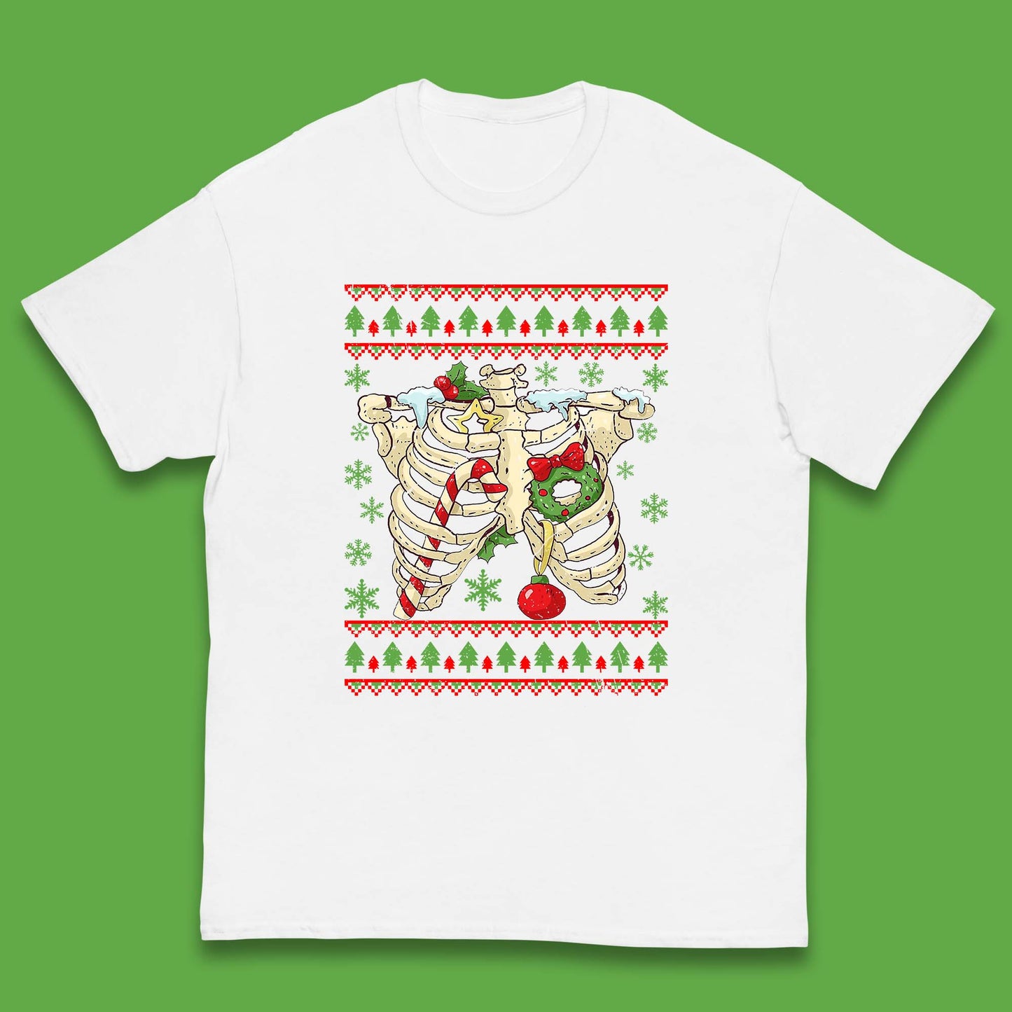 Christmas Ribs Skeleton Kids T-Shirt
