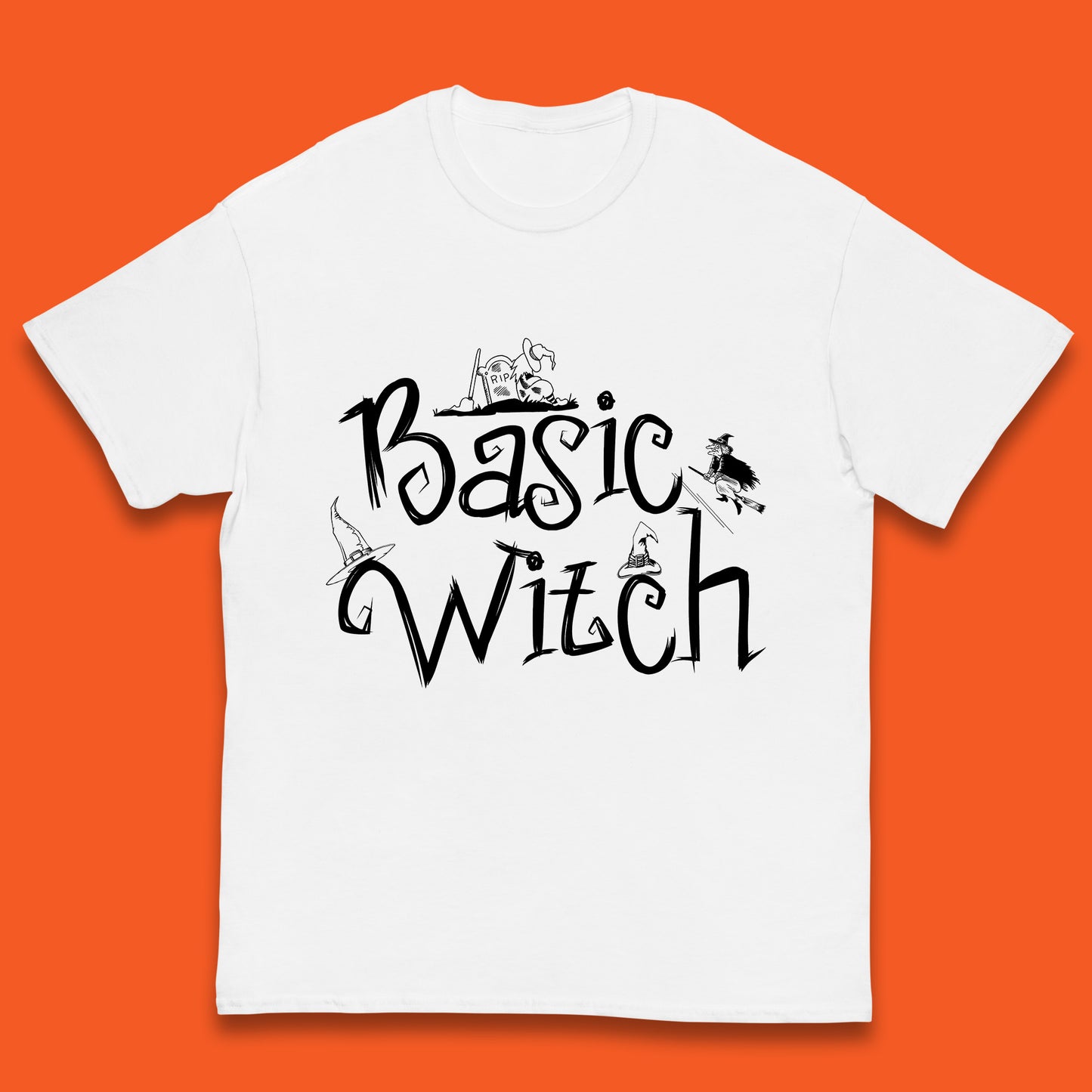 Basic Witch Funny Halloween Witch Horror Spooky Season Kids T Shirt