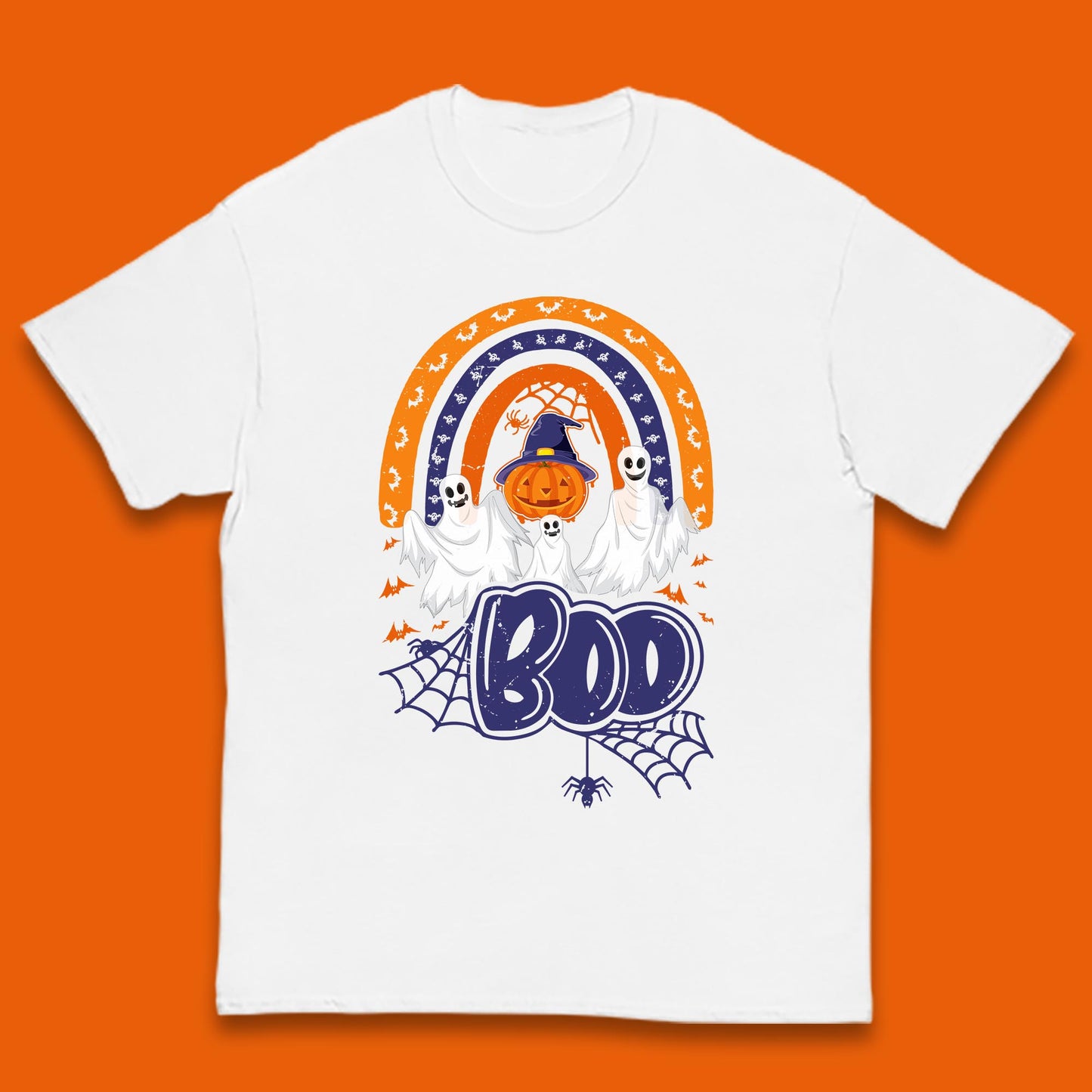Halloween Boo Ghosts With Witch Pumpkin Scary Spooky Season Kids T Shirt