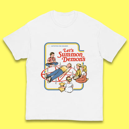 Let's Summon Demons Creepy Incantation Halloween Comic Funny Dark Humor Kids T Shirt