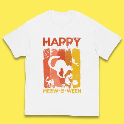 Happy Meow-O-ween Funny Halloween Black Cat Scary Spooky Kids T Shirt