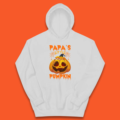Papa's Little Pumpkin Halloween Jack-o-lantern Witch Hat Scary Evil Pumpkin Kids Hoodie
