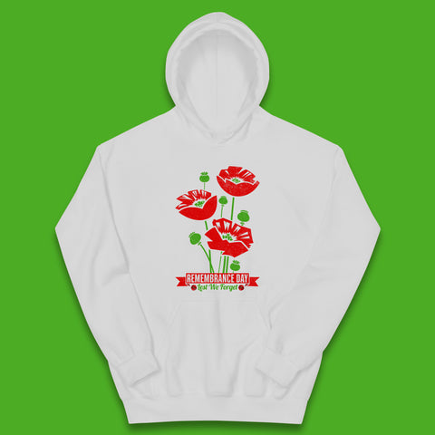 Remembrance Day Lest We Forget British Armed Forces Poppy Flower Kids Hoodie