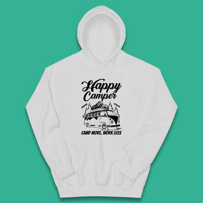 Camper Van Happy Camper Outdoor Adventure Camp More Work Less Van Life Road Trip Kids Hoodie