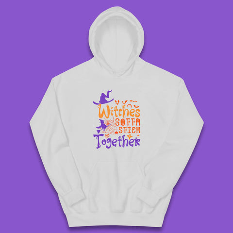 Witches Gotta Stick Together Funny Halloween Witchy Kids Hoodie