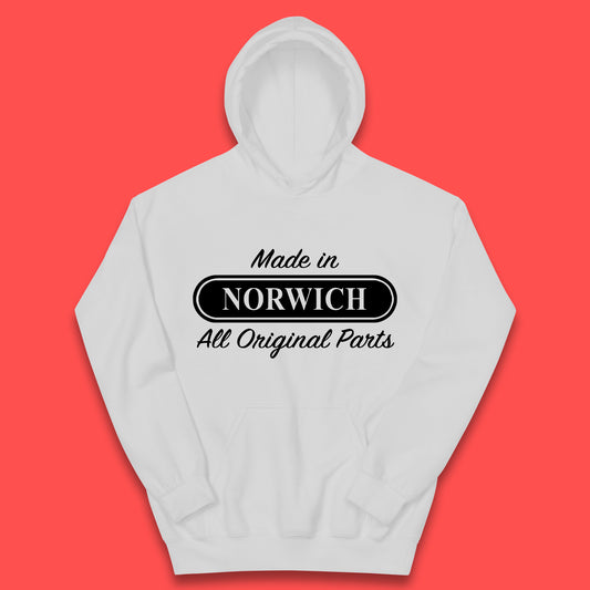 Made In Norwich All Original Parts Vintage Retro Birthday The City of Stories City In England Gift Kids Hoodie