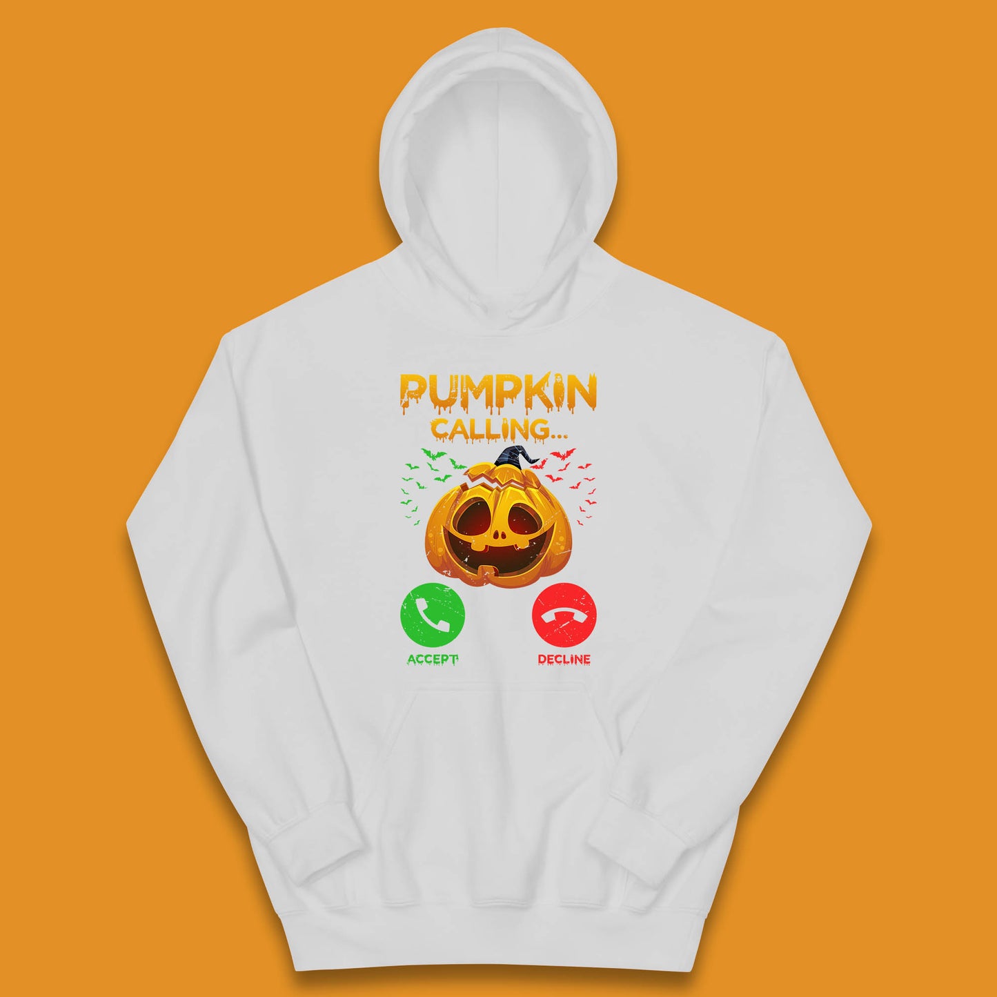 Halloween Pumpkin Calling Funny Phone Call Horror Scary Jack O Lantern Kids Hoodie
