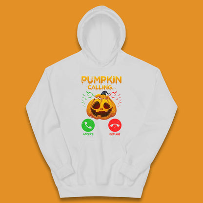 Halloween Pumpkin Calling Funny Phone Call Horror Scary Jack O Lantern Kids Hoodie