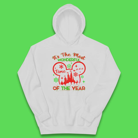 Disney Mickey Mouse It's The Most Wonderful Time Of The Year Christmas Magic Kingdom Xmas Disneyland Kids Hoodie
