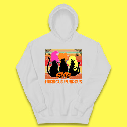 Vintage Halloween Witches Hurrcus Purrucs Scary Cat Horror Pumpkin Faces Hocus Pocus Halloween Costume Kids Hoodie