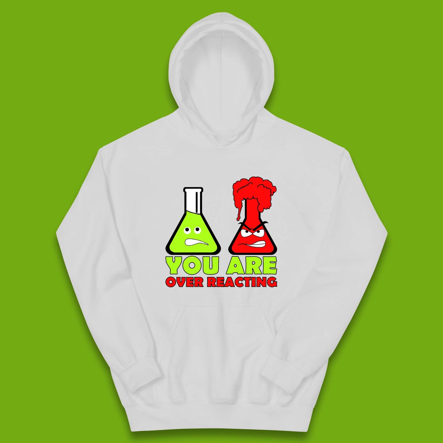 You Are Over Reacting Creepy Face Flask Funny Meme Chemistry Lovers Kids Hoodie