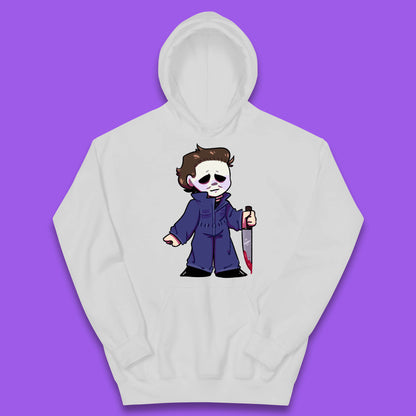Chibi Michael Myers Holding Bloody Knife Halloween Serial Killer Horror Movie Character Kids Hoodie