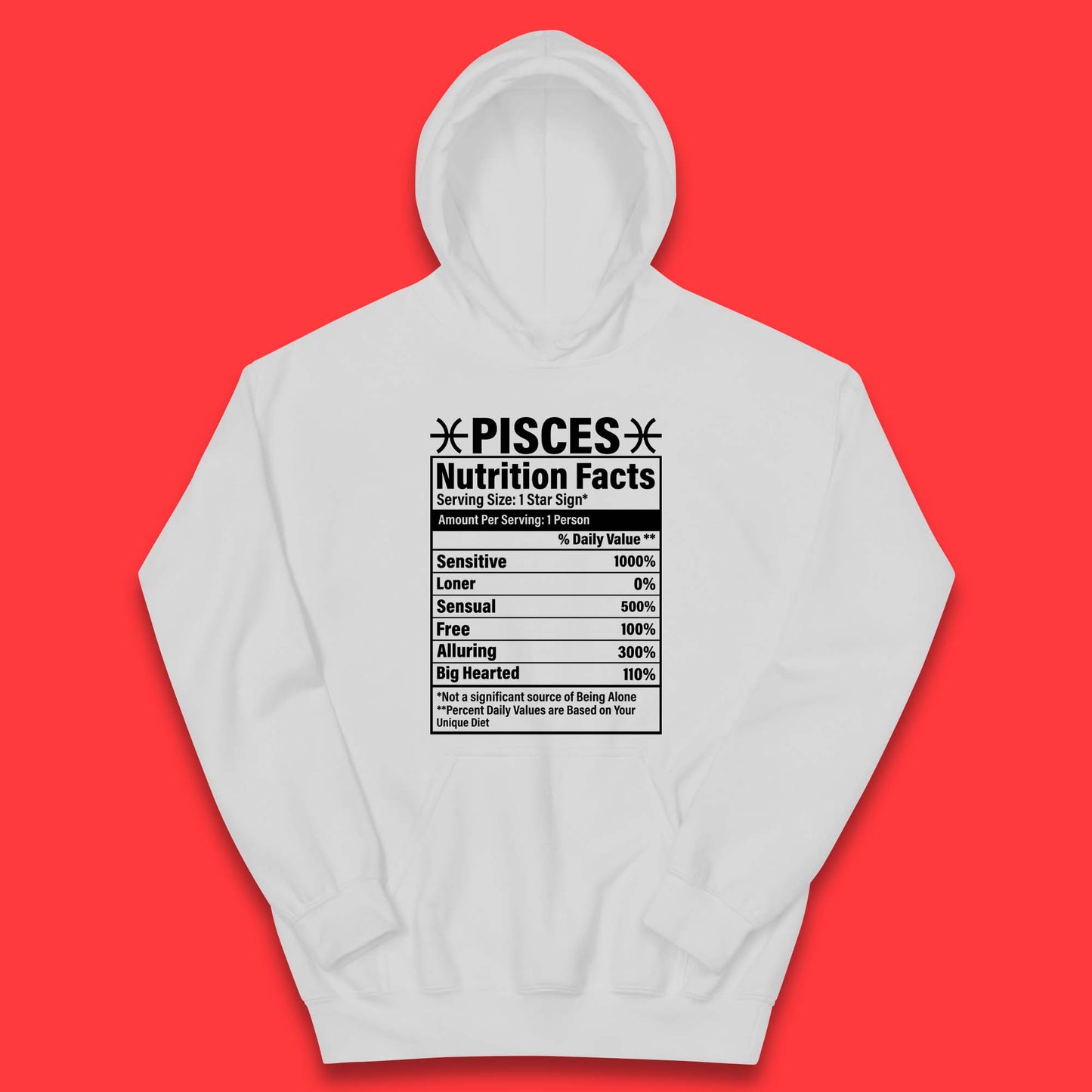 Pisces Nutrition Facts Kids Hoodie