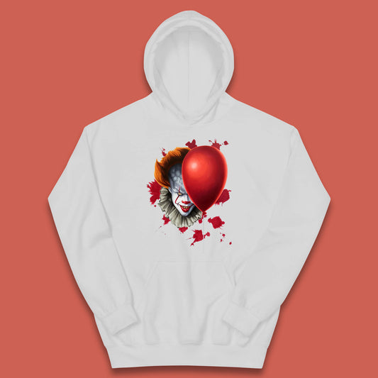 IT Pennywise Clown With Balloon Halloween Evil Clown Costume Horror Movie Serial Killer Kids Hoodie