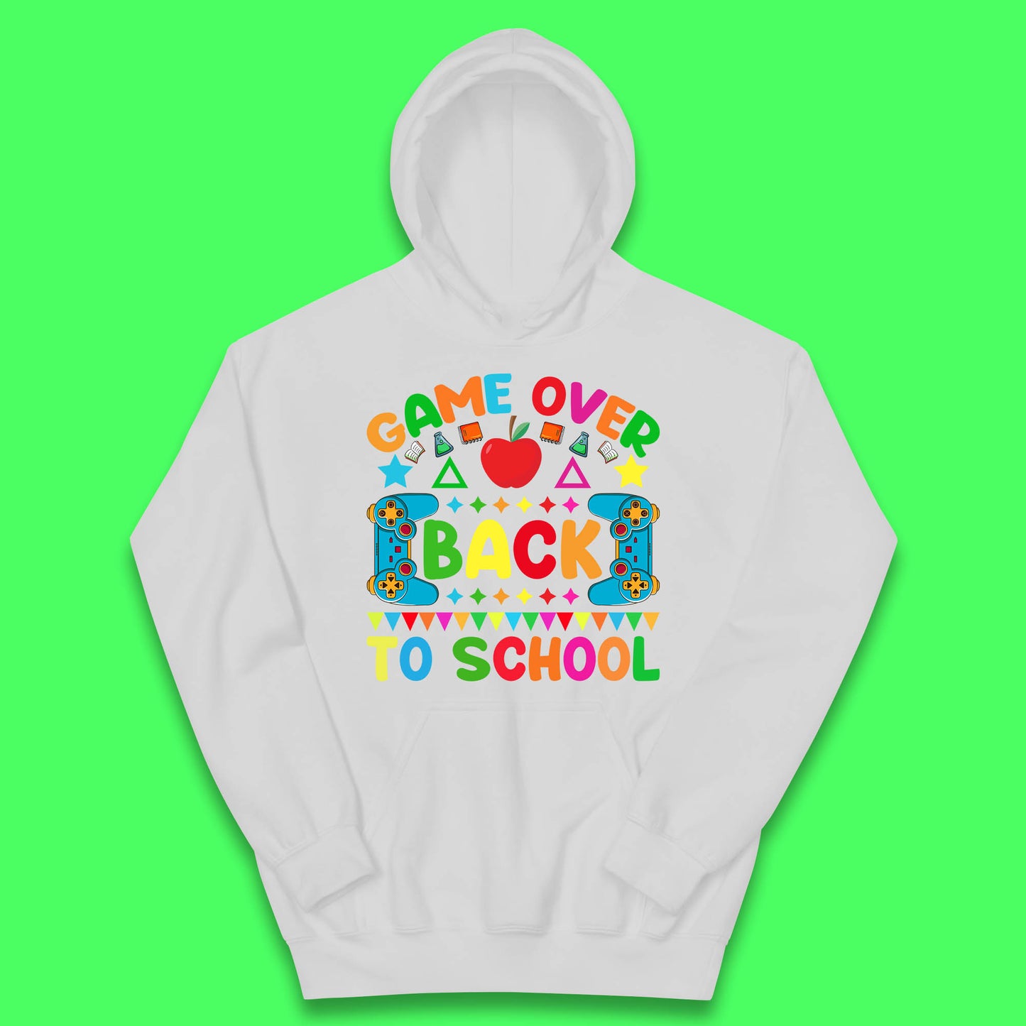 Game Over Back To School Gaming Lover Kids Gift Colorful Retro Kids Costume Kids Hoodie