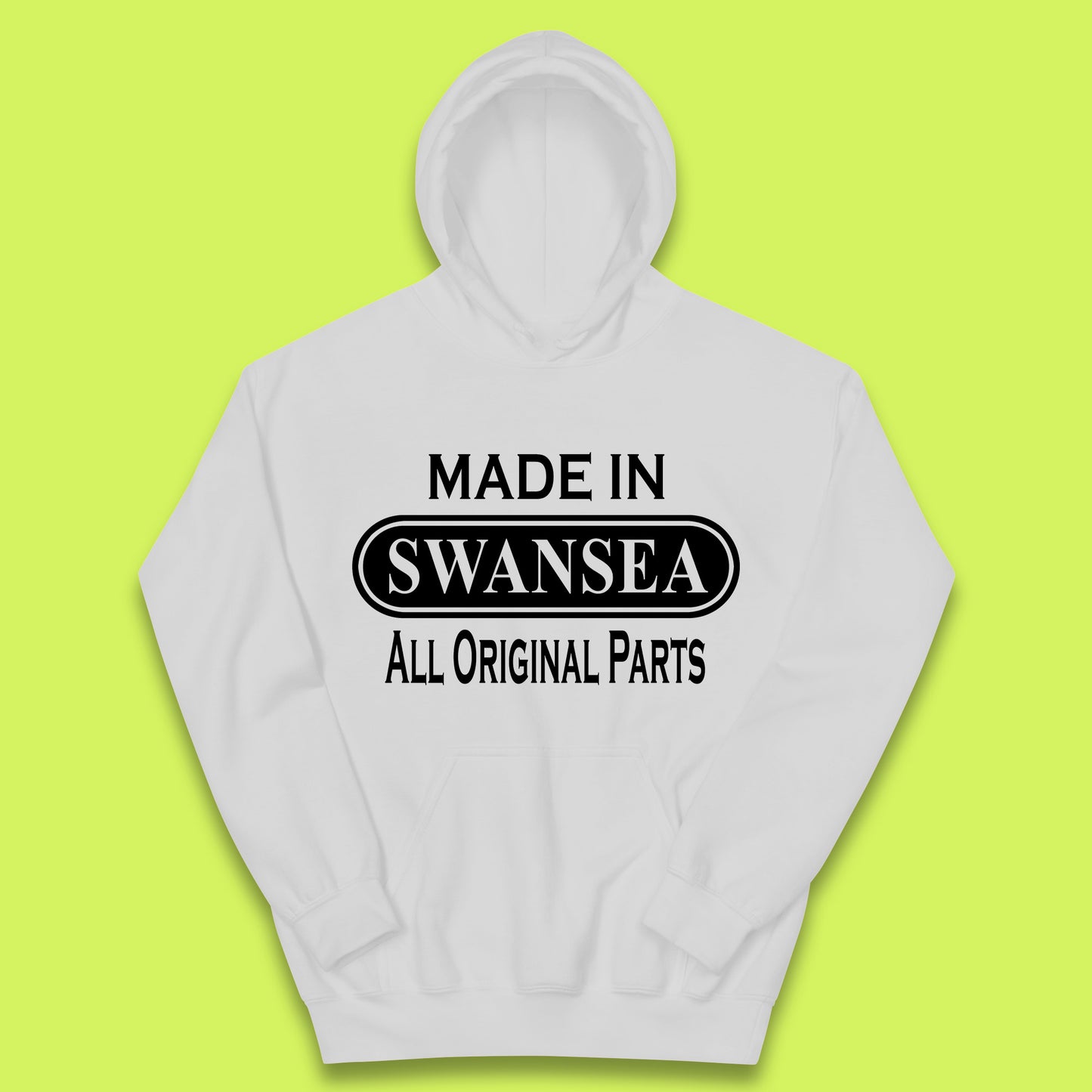 Made In Swansea All Original Parts Vintage Retro Birthday Coastal City Of Wales Gift Kids Hoodie