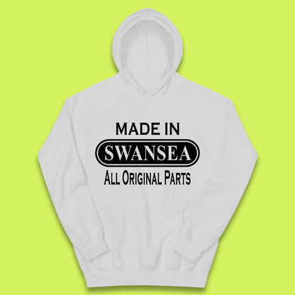 Made In Swansea All Original Parts Vintage Retro Birthday Coastal City Of Wales Gift Kids Hoodie