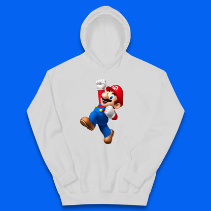 Super Mario Jumping In Happy Mood Funny Game Lovers Players Mario Bro Toad Retro Gaming Kids Hoodie