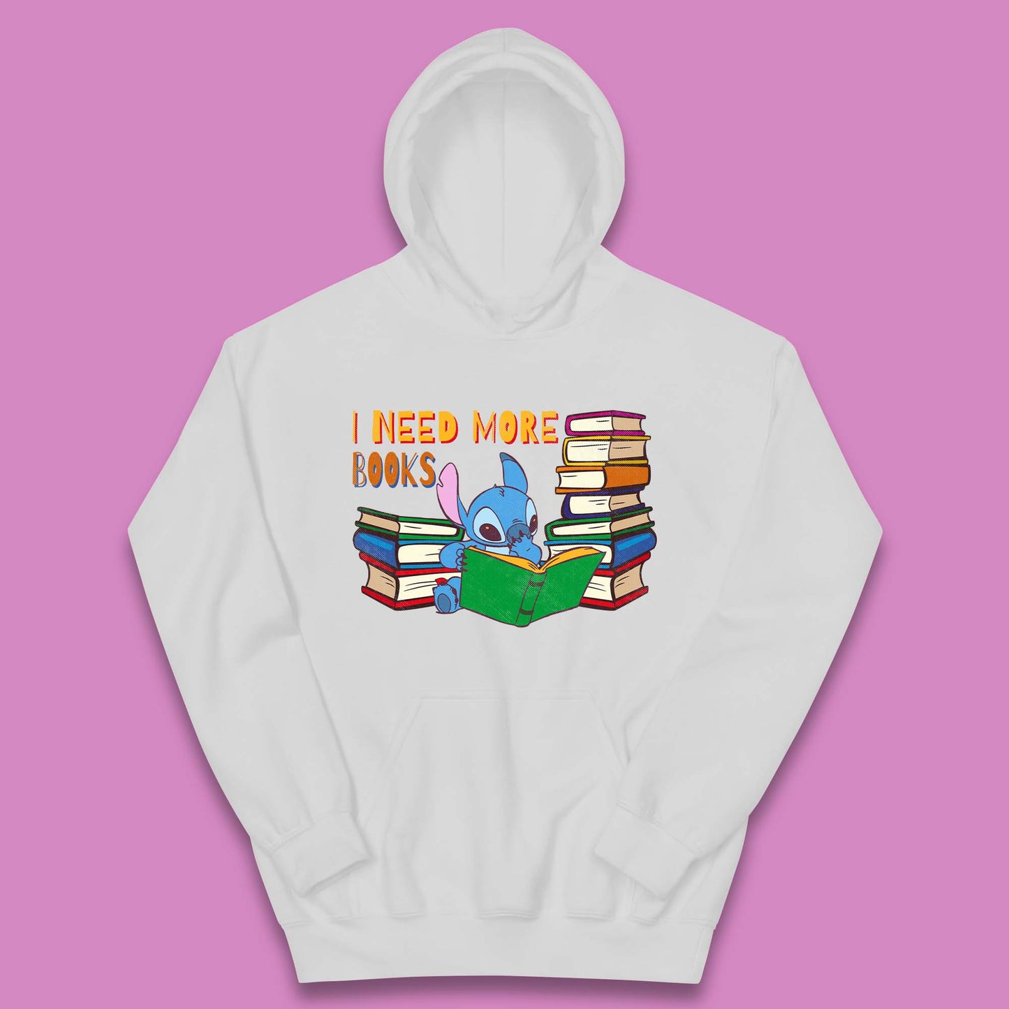 Stitch Reading A Book Kids Hoodie