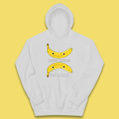 Happy Banana Sad Banana Funny Meme Pun Joke Smiling Face Kids Hoodie