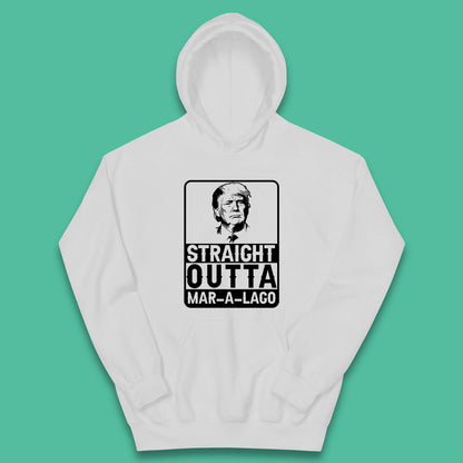 Donald Trump Straight Outta Mar-A-Lago USA Mugshot President Elections 2024 Kids Hoodie