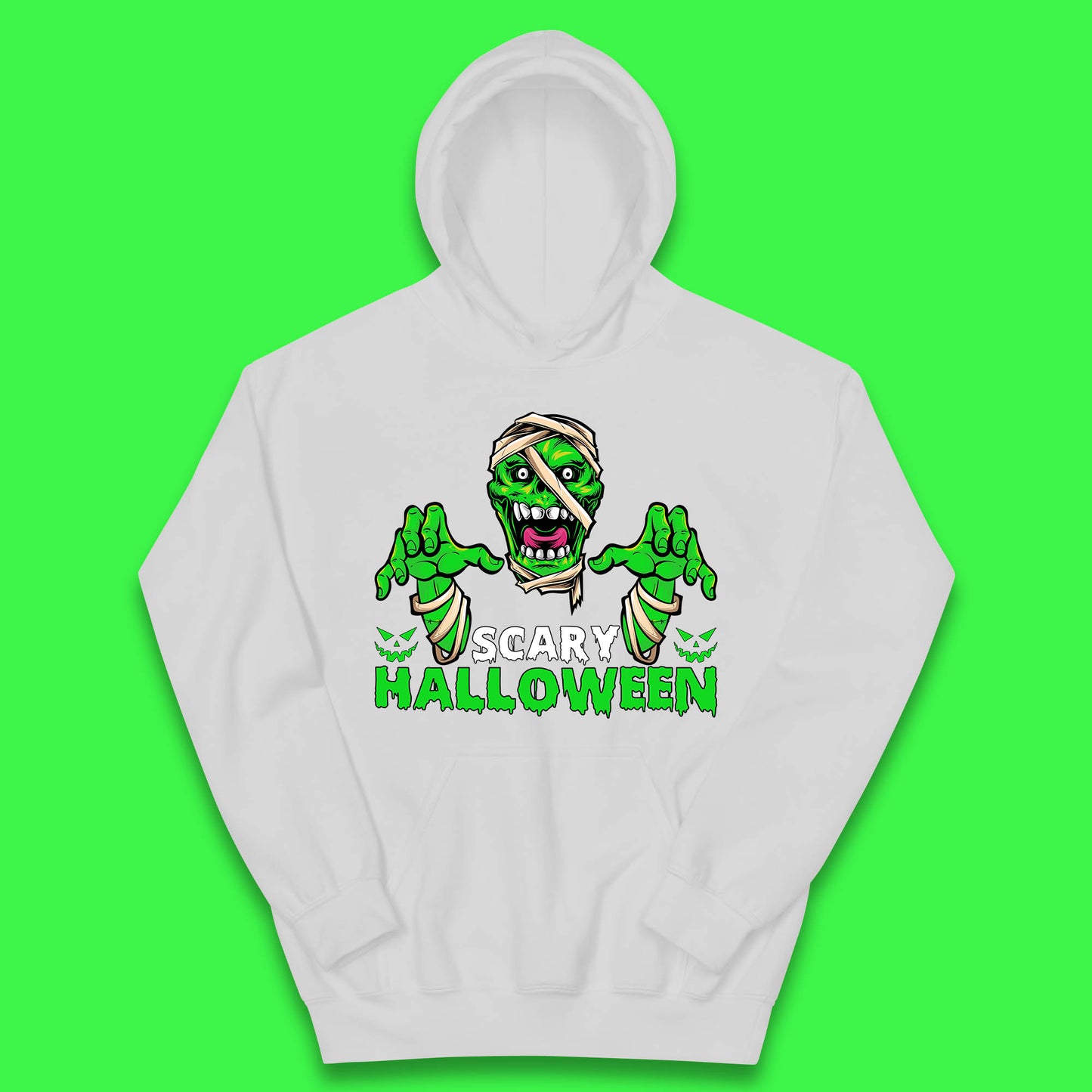 Scary Halloween Skull Zombie Mummy Horror Monster Zombie Hands Scary Vibes Kids Hoodie