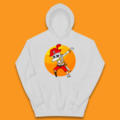 Dabbing Pirate Skeleton Halloween Jolly Roger Funny Halloween Costume Kids Hoodie