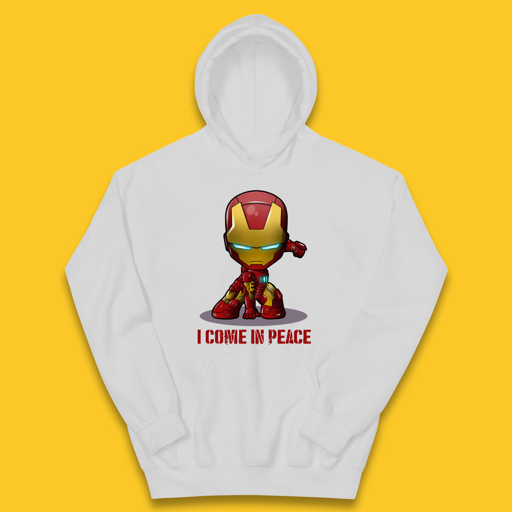 I Come In Peace Marvel Avenger Movie Character Iron Man Superheros Ironman Costume Superheros Kids Hoodie