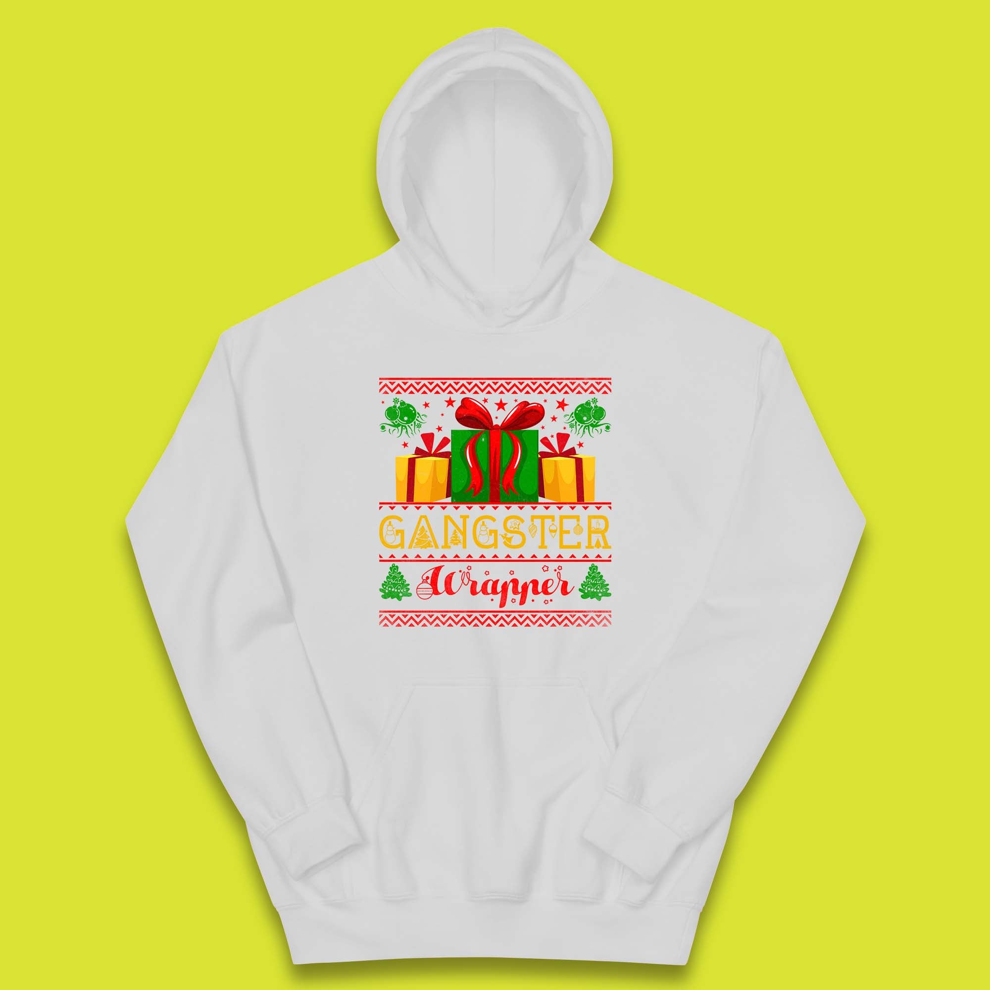 Gangster Wrapper Christmas Gangster Wrappa Funny Xmas Gift Wrapping Kids Hoodie