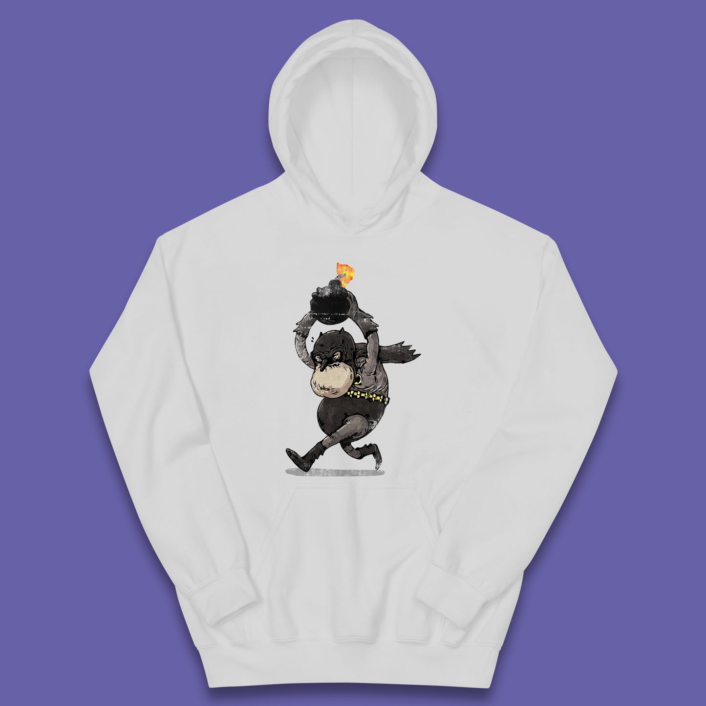 Old Batman Throwing Bomb Comic Book Art Aging Superhero DC Comics Fictional Character Kids Hoodie