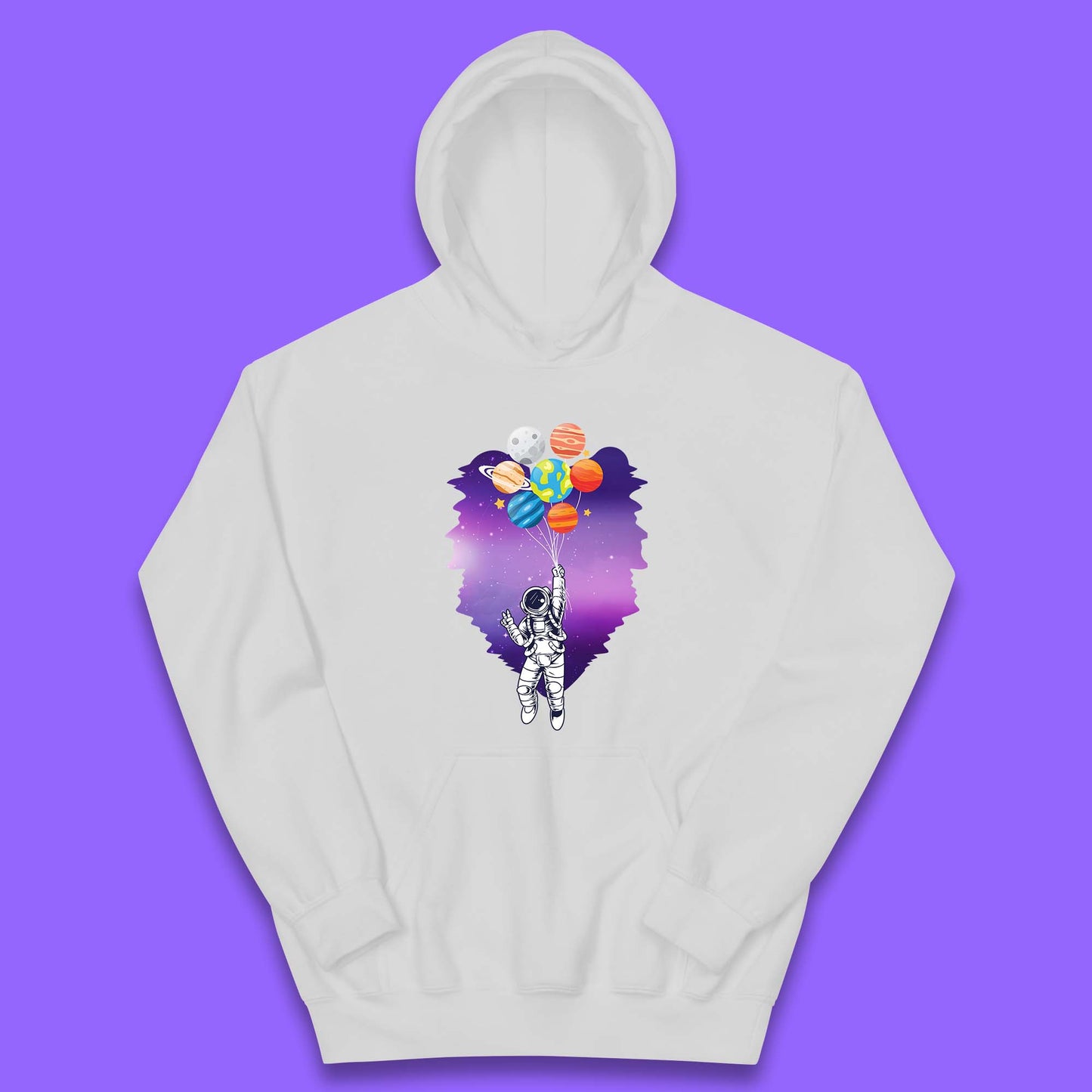 Astronaut Space Planets Balloons Kids Hoodie