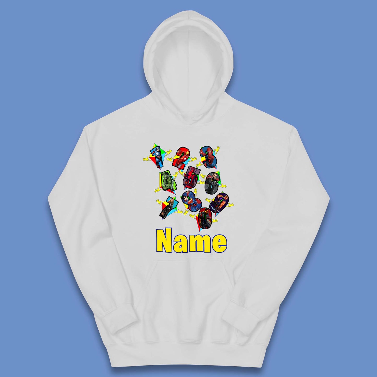 Personalised Number Day Superheroes Superheroes Kids Hoodie
